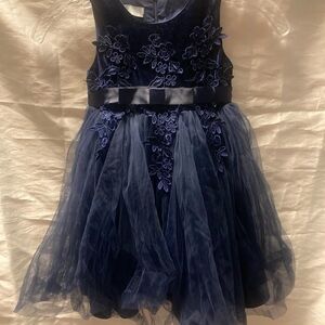 Couture Midnight Blue Embroidered Kids Dress